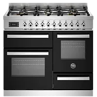 Варочный центр Heritage 100 см, 6 газовых конфорок и три многофункциональных электрических шкафа, черный матовый PRO106L3ENET